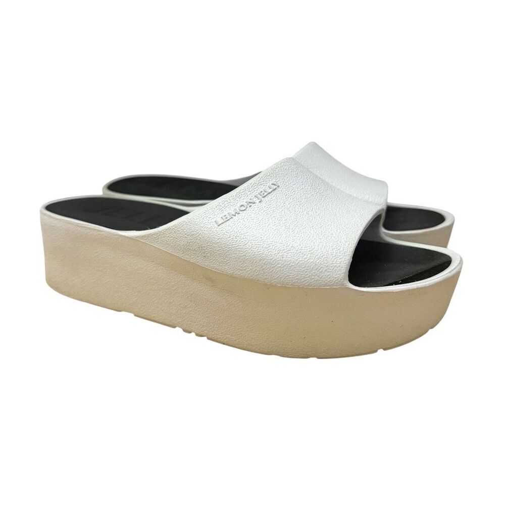 Lemon Jelly EU 37 US 6.5-7 Platform Sandals Slides White Lightweight Vacation
